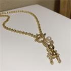 Rabbit Faux Pearl Pendant Alloy Necklace Gold - One Size