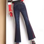 Contrast Trim Boot-cut Jeans