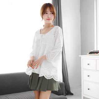 Scallop Cotton Lace Smock Top