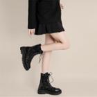 Lace-up Lace Panel Short Boots