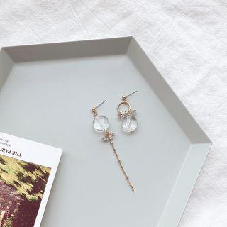Non-matching Faux Crystal Dangle Earring 925 Sterling Silver Needle - Non-matching Faux Crystal Dangle Earring - One Size