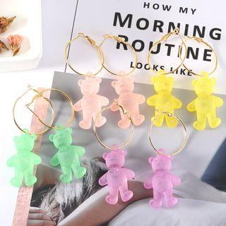 Bear Dangle Hoop Earring