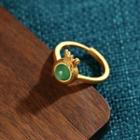 Money Bag Faux Gemstone Alloy Ring Cp580 - Gold Trim - Green - One Size