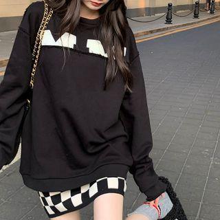 Long-sleeve Plaid Sweatshirt / Plaid Mini Skirt