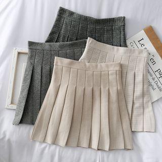 Houndstooth / Gingham Pleated Mini Skirt
