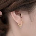Rhinestone Drop Hoop Earring 1 Pc - Lace Ear Buckle - Silver - One Size