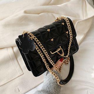 Heart Studded Quilted Crossbody Bag