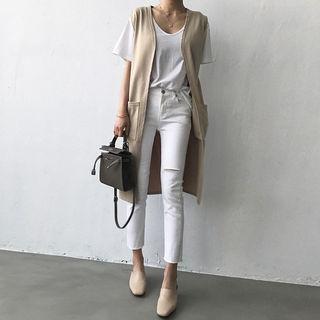 Patch-pocket Open-front Vest