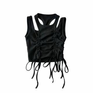 Drawstring Sleeveless Ribbed Top