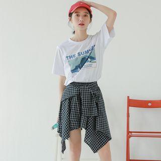 Plaid A-line Skirt Multicolor - One Size