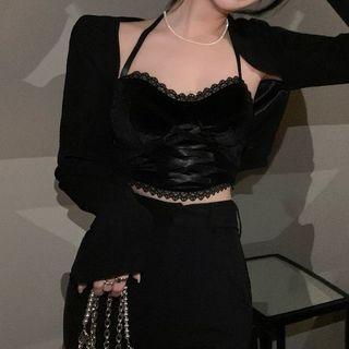 Halter Neck Lace Trim Camisole Top