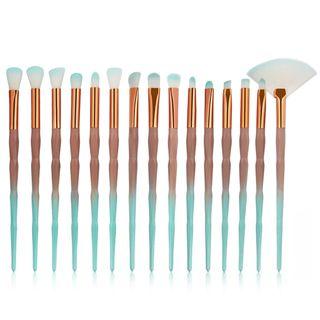 Set Of 15: Gradient Diamond Cut Handle Makeup Brush