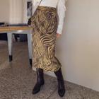 Zebra-pattern H-line Long Skirt