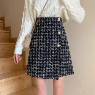 Asymmetrical Tweed A-line Skirt
