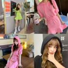 Band-waist Ruffle-hem Hoodie Dress