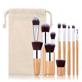 Set Of 11: Makeup Brush Set Of 11 - Khaki - One Size