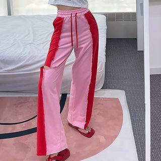Two-tone Slit-detail Sweatpants