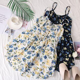 Sleeveless Lace-up Floral Playsuit