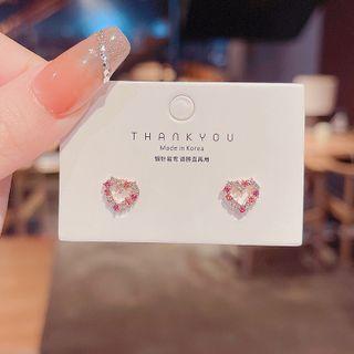 Heart Rhinestone Earring E520 - Rose Gold - One Size