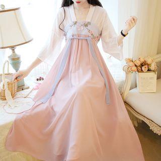 Embroidered Midi A-line Hanfu Dress