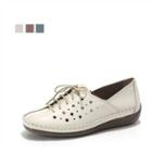 Genuine Leather Perforated Oxford Flats