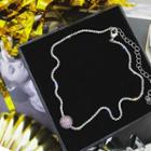 Rhinestone Bead Choker Necklace - Silver - One Size