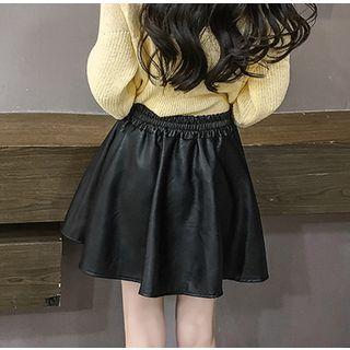 Pleated Faux Leather Skort