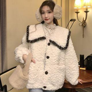 Peter Pan-collar Fluffy Button-up Jacket