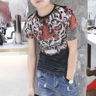 Short-sleeve Tiger Print T-shirt