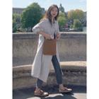 Saddle-shoulder Single-breasted Linen Coat In Beige One Size