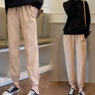 Corduroy High-waist Cropped Harem Pants