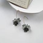 Alloy Flower Dangle Earring 1 Pair - Gold & Gray - One Size