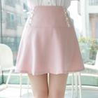 Inset Shorts Laced Faux-pearl Miniskirt
