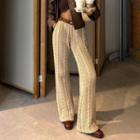 High-waist Cable-knit Boot-cut Pants