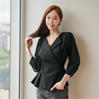 3/4-sleeve A-line Wrap Blouse
