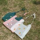 Embroidered Mesh Shopper Bag