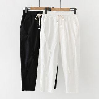 Cropped Ripped Harem Pants