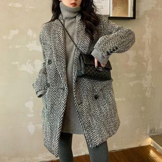 Chevron Stripe Double-breasted Blazer