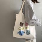 Cartoon Animal Print Shopper Bag White - One Size