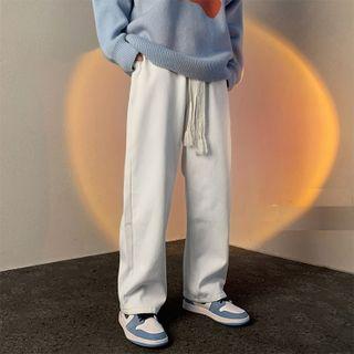 Drawstring Fleece-lined Straight Leg Jeans