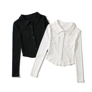 Long-sleeve Button Polo Shirt
