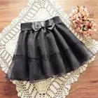 Bow-accent Paneled A-line Skirt Black - One Size