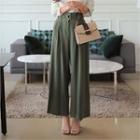 Band-waist Pleated Wide-leg Pants With Belt