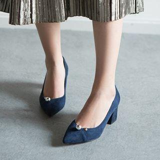 Beaded Pointy Toe Pumps