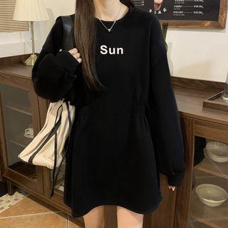 Lettering Mini A-line Sweatshirt Dress