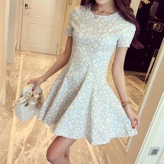 Floral Print Short-sleeve A-line Dress