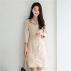Tall Size 3/4-sleeve Button-front Dress