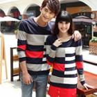 Couple Long-sleeve Color Block T-shirt / T-shirt Dress