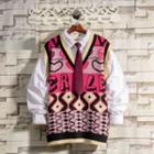 Patterned Lettering Sweater Vest