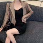 Double-breasted Crop Jacket / Sleeveless Mini Dress
